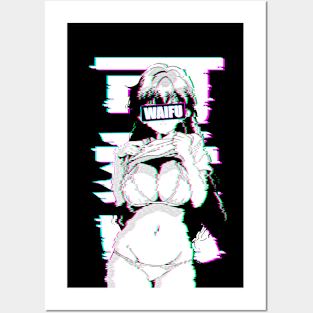 Kawaii Lewd Waifu Material Anime Girl Glitch Art Posters and Art